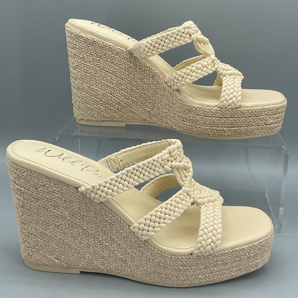 NEW Wild Pair Women’s Cally Wedge Sandals Crème Size 7.5M
